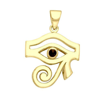 Eye of Horus Gemstone Solid Gold Pendant GPD1717 - Jewelry